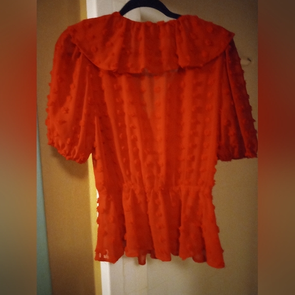 Red swiss dot blouse NWOT - Picture 3 of 5